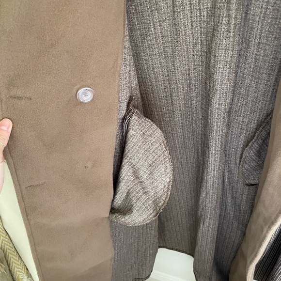 🍂 SHEIN | brown plaid oversized button down trench coat - Picture 4 of 11